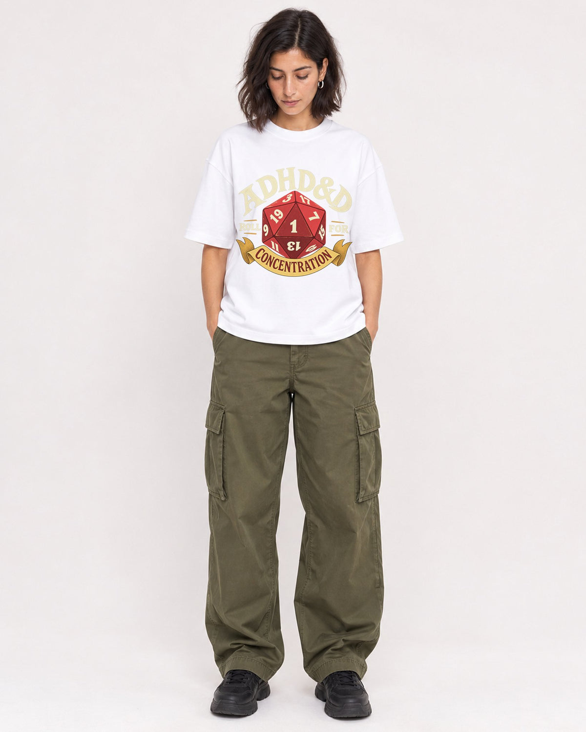 Mockup Boxy Heavyweight Tee White female full-body 37