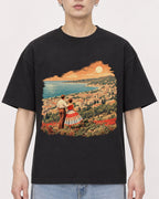 Mockup Boxy Heavyweight Tee Black male close-up 01