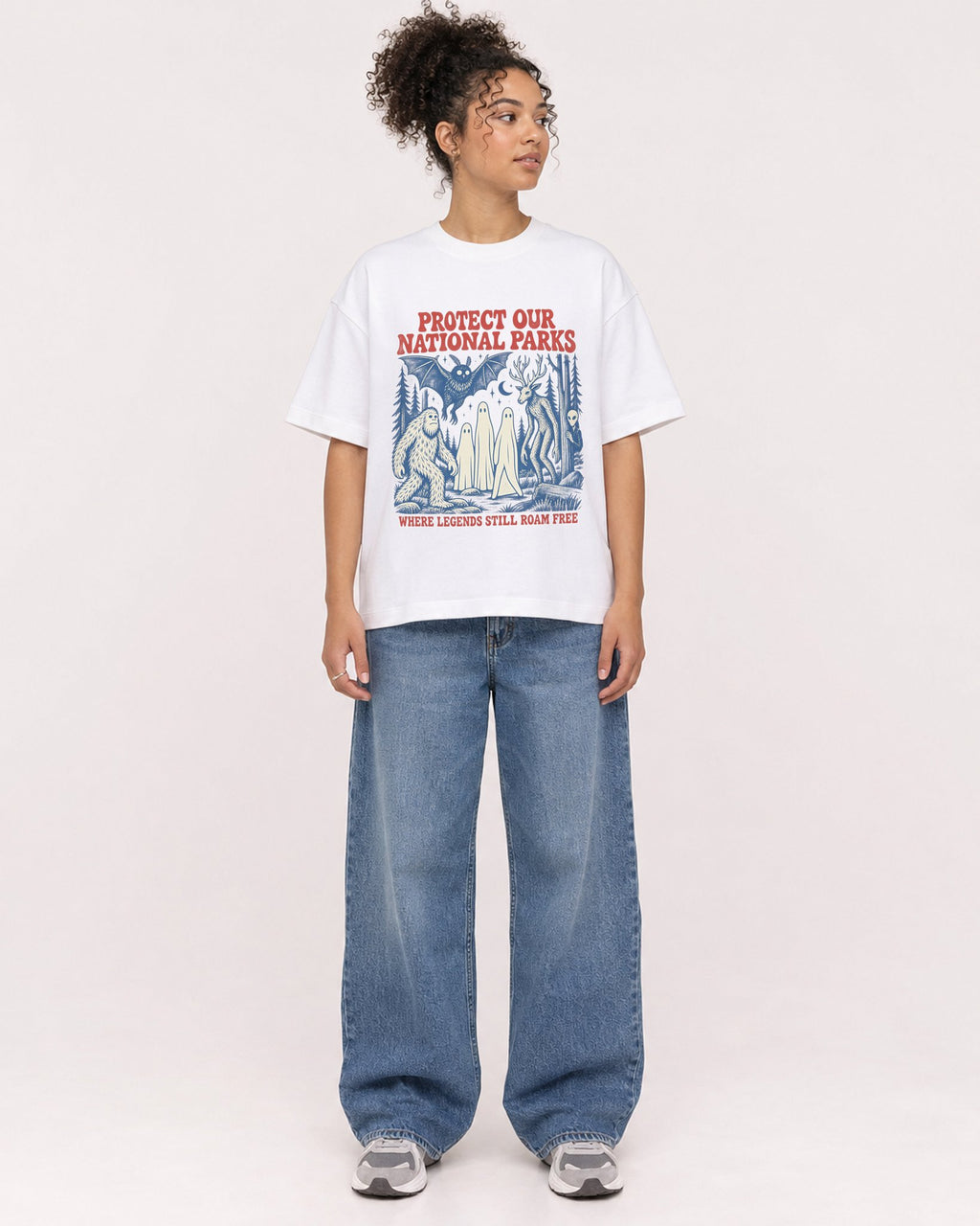 Mockup Boxy Heavyweight Tee White female full-body 20