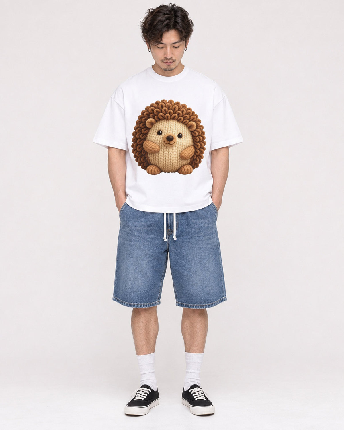 Mockup Boxy Heavyweight Tee White male full-body 03