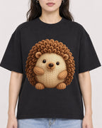 Mockup Boxy Heavyweight Tee Black female close-up 03