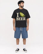 Mockup Boxy Heavyweight Tee Black male full-body 07