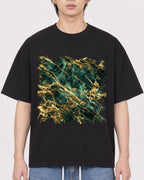 Mockup Boxy Heavyweight Tee Black male close-up 11