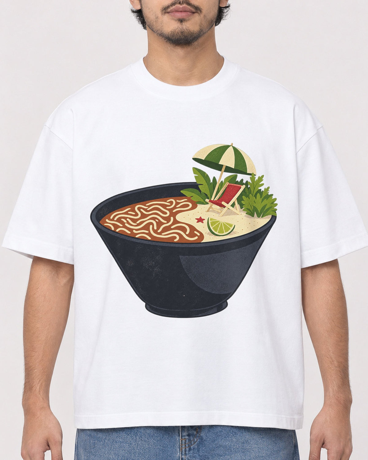 Mockup Boxy Heavyweight Tee White male close-up 02