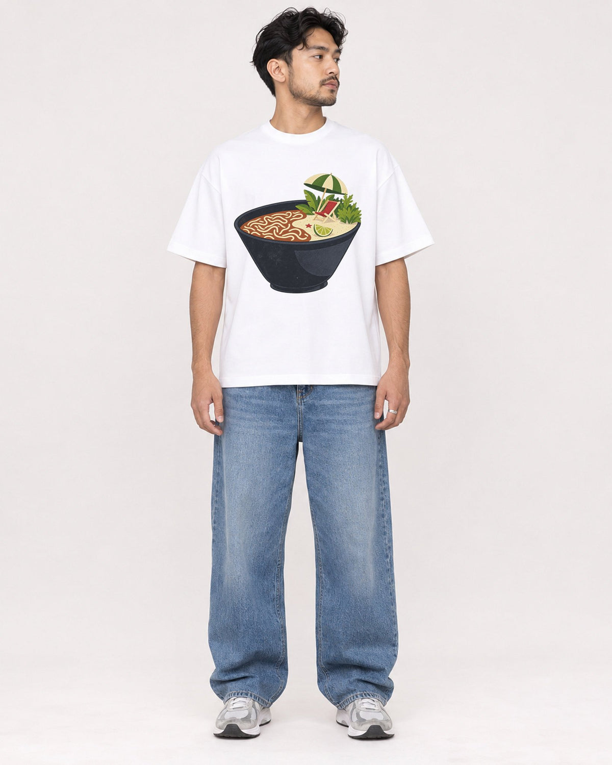 Mockup Boxy Heavyweight Tee White male full-body 02