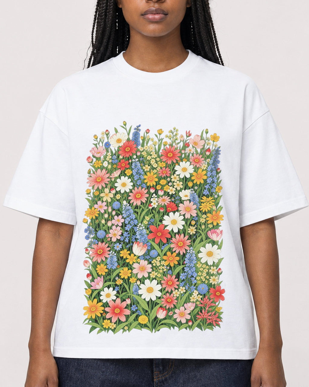 Mockup Boxy Heavyweight Tee White female close-up 04