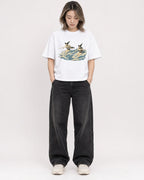 Mockup Boxy Heavyweight Tee White female full-body 33