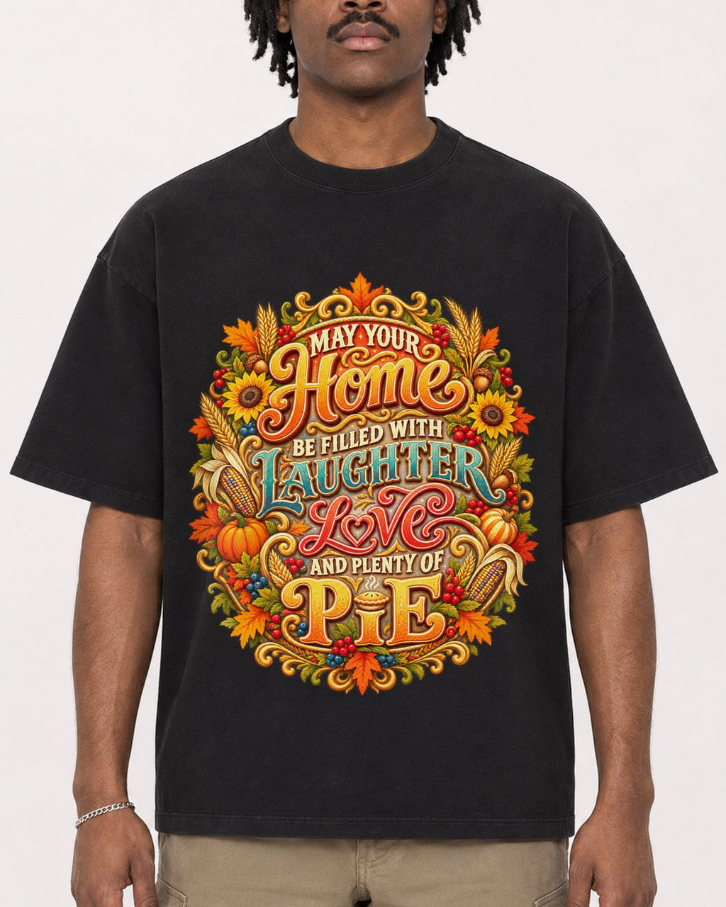 Mockup Boxy Heavyweight Tee Black male close-up 04