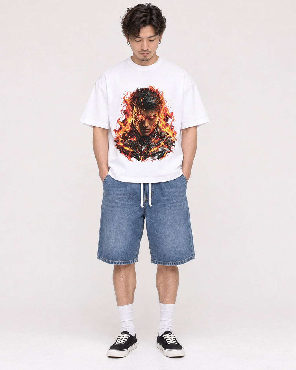 Mockup Boxy Heavyweight Tee White male full-body 03