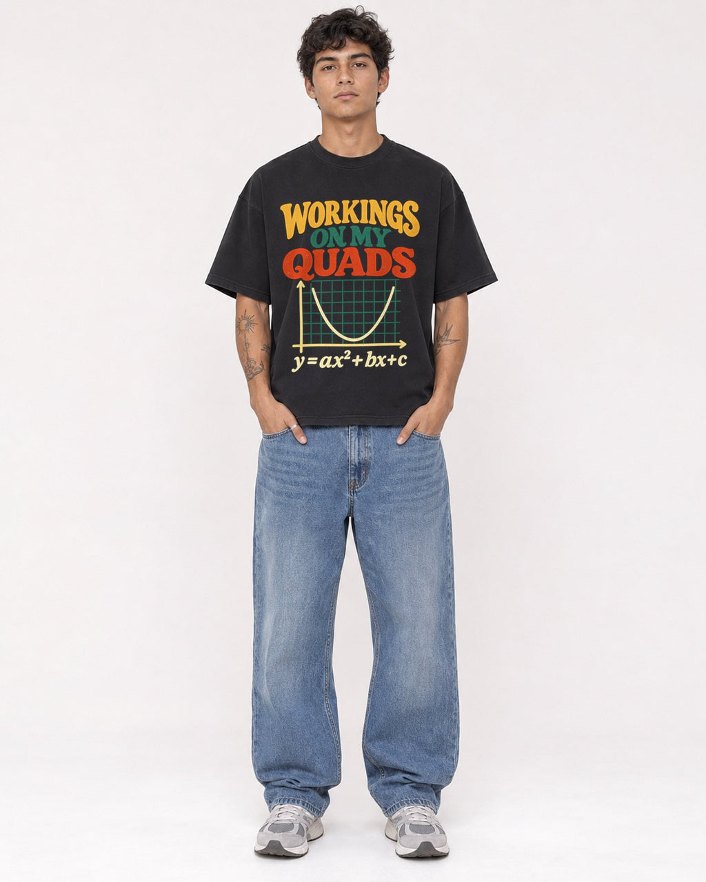 Mockup Boxy Heavyweight Tee Black male full-body 06