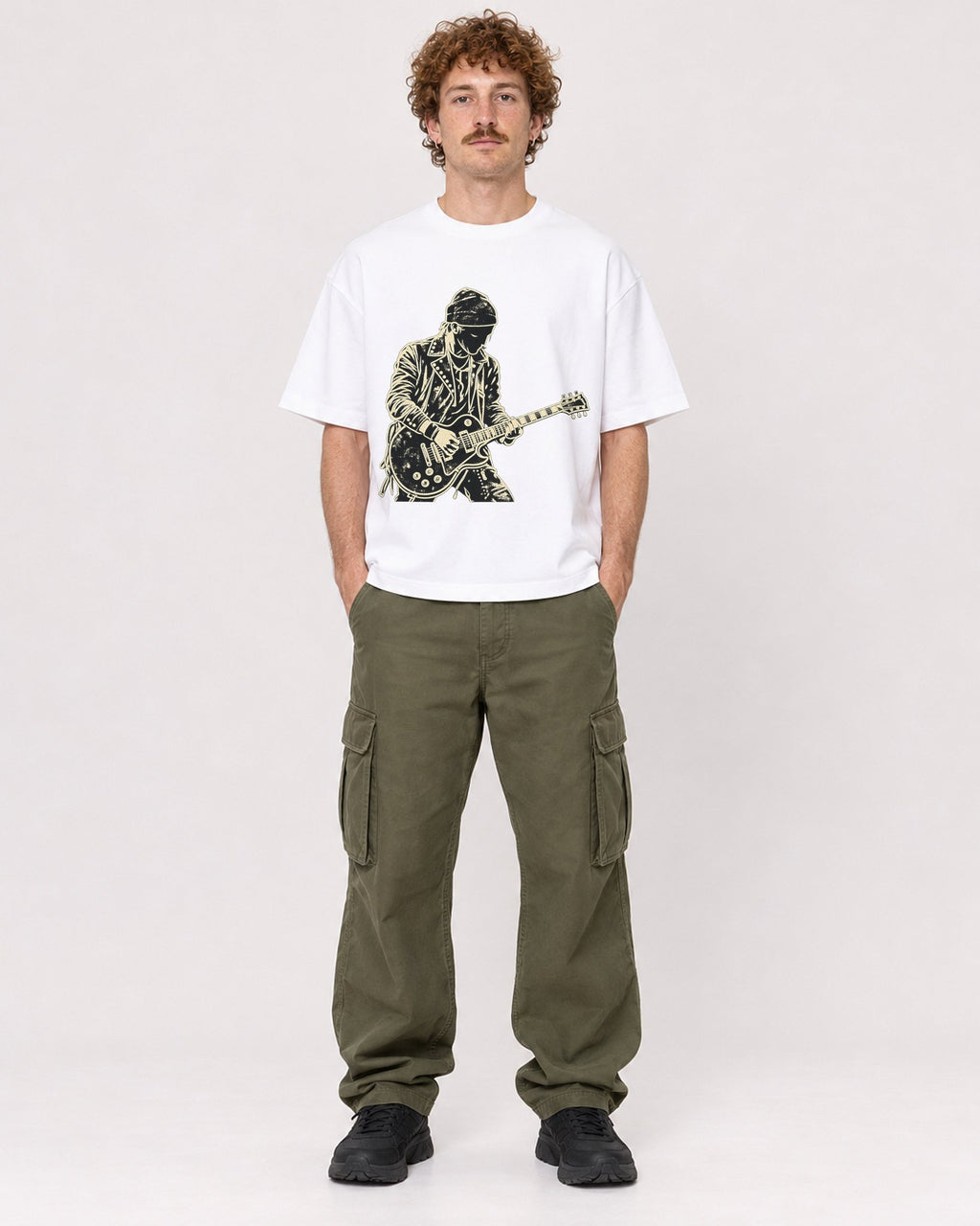 Mockup Boxy Heavyweight Tee White male full-body 09