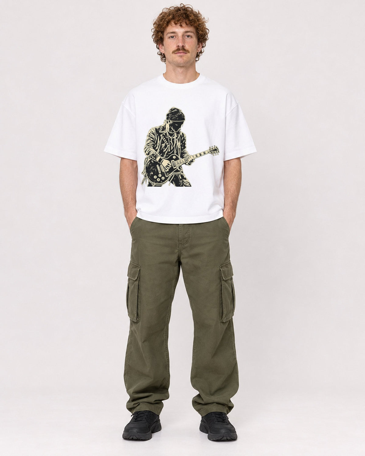 Mockup Boxy Heavyweight Tee White male full-body 09