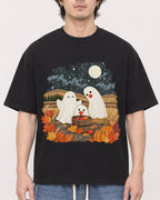 Mockup Boxy Heavyweight Tee Black male close-up 03