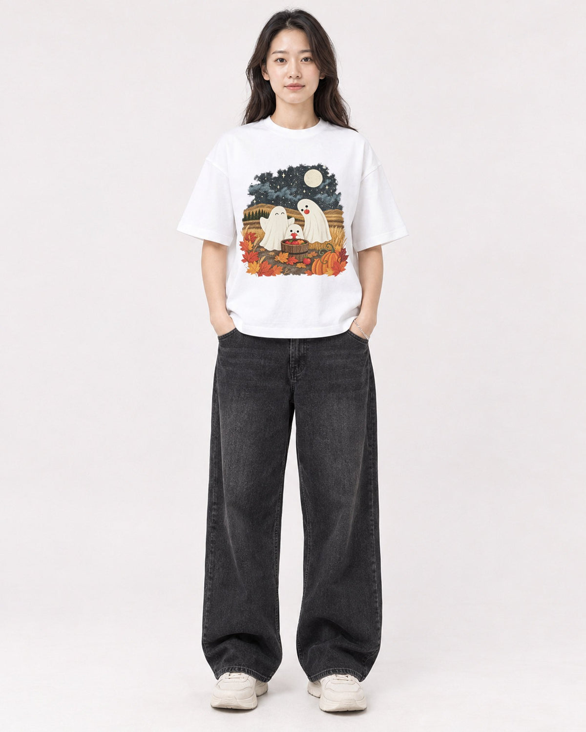 Mockup Boxy Heavyweight Tee White female full-body 03