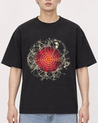 Mockup Boxy Heavyweight Tee Black male close-up 01