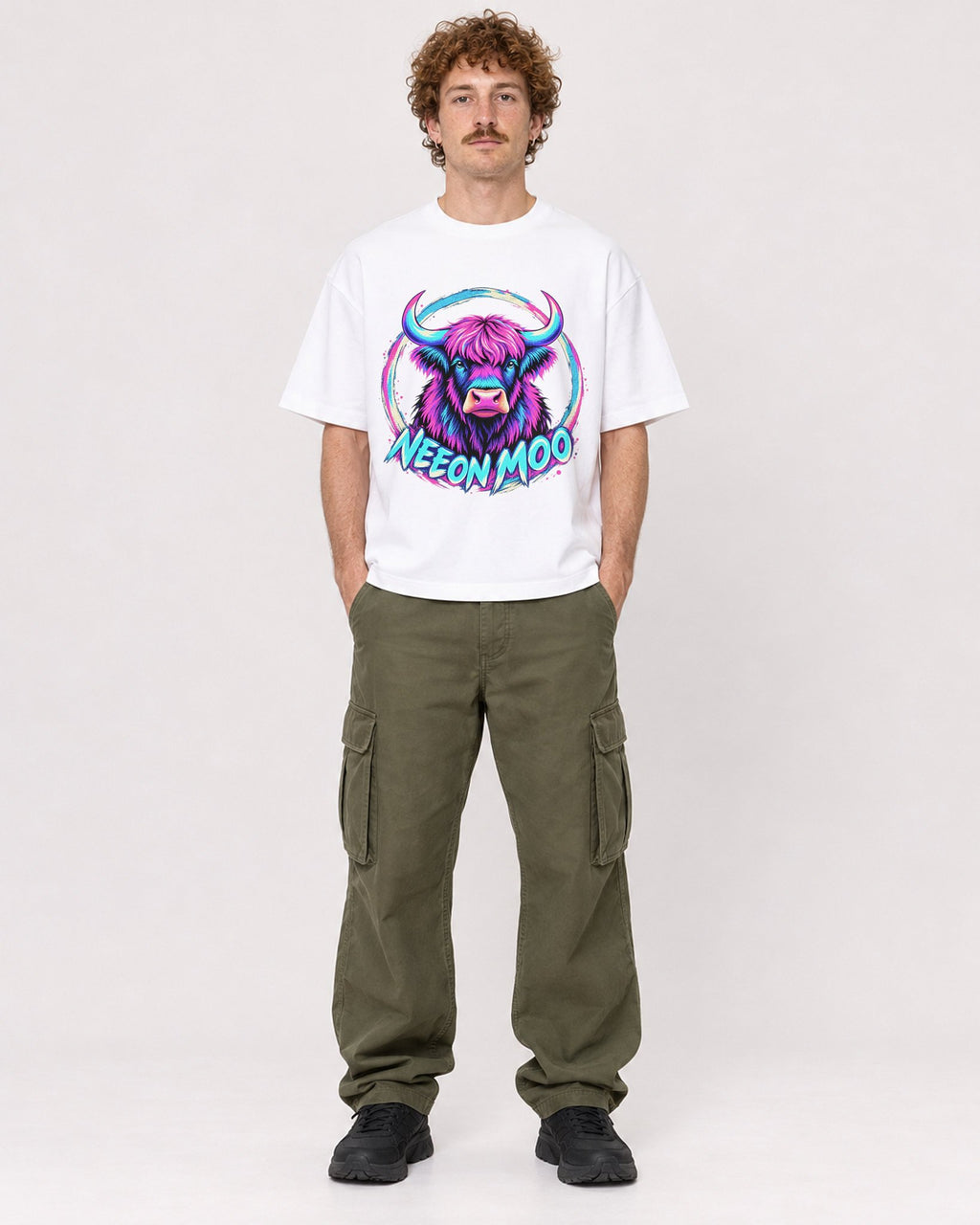 Mockup Boxy Heavyweight Tee White male full-body 09