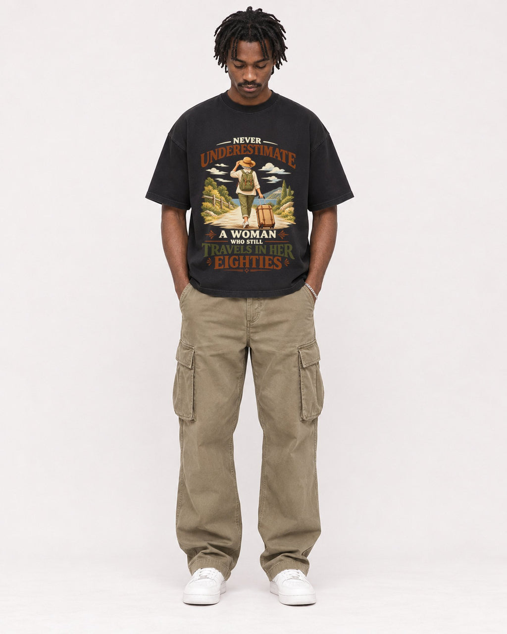 Mockup Boxy Heavyweight Tee Black male full-body 04