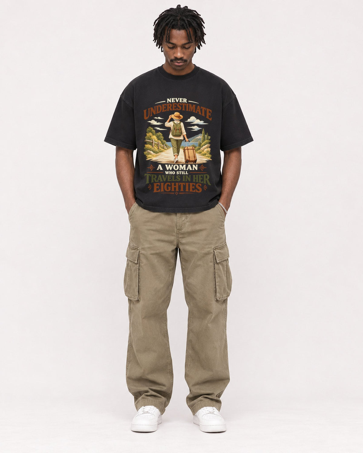 Mockup Boxy Heavyweight Tee Black male full-body 04