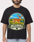 Mockup Boxy Heavyweight Tee Black male close-up 17