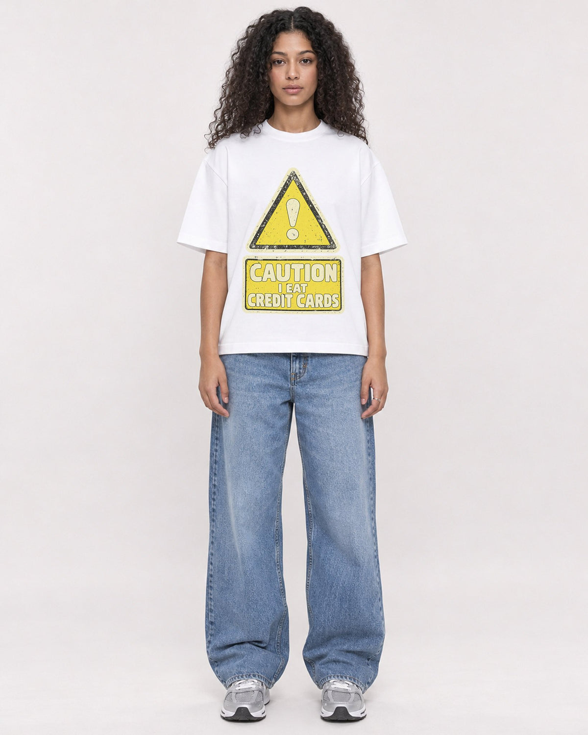Mockup Boxy Heavyweight Tee White female full-body 10