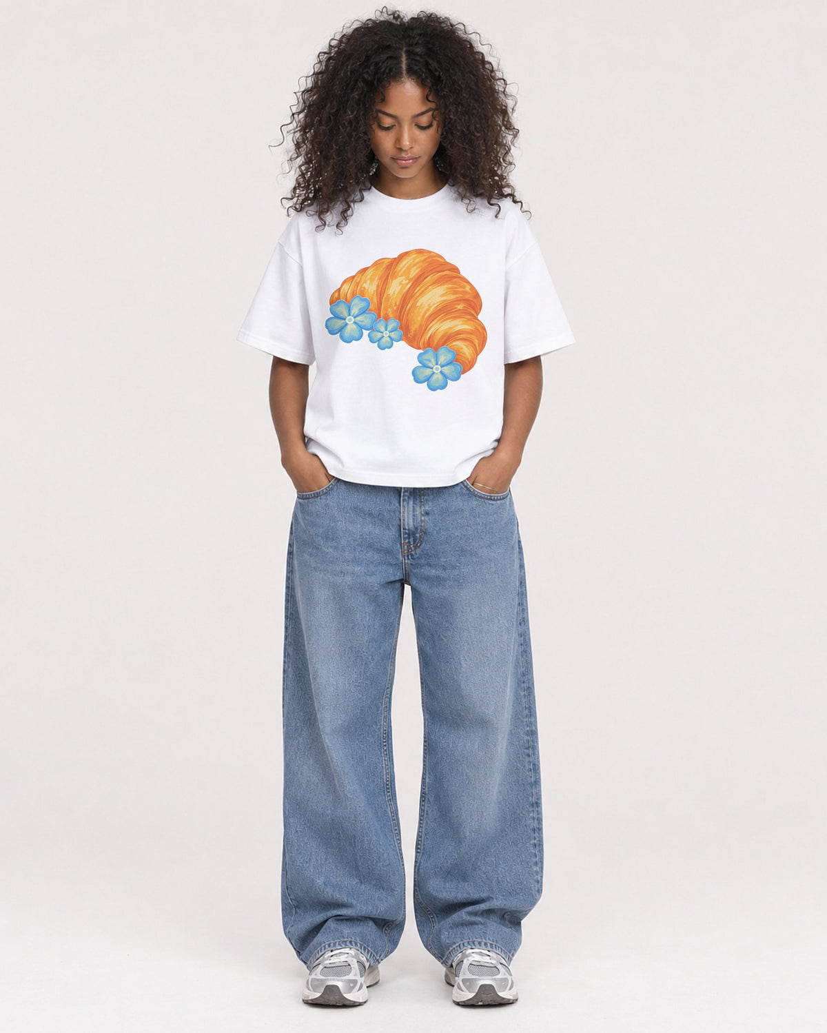 Mockup Boxy Heavyweight Tee White female full-body 05
