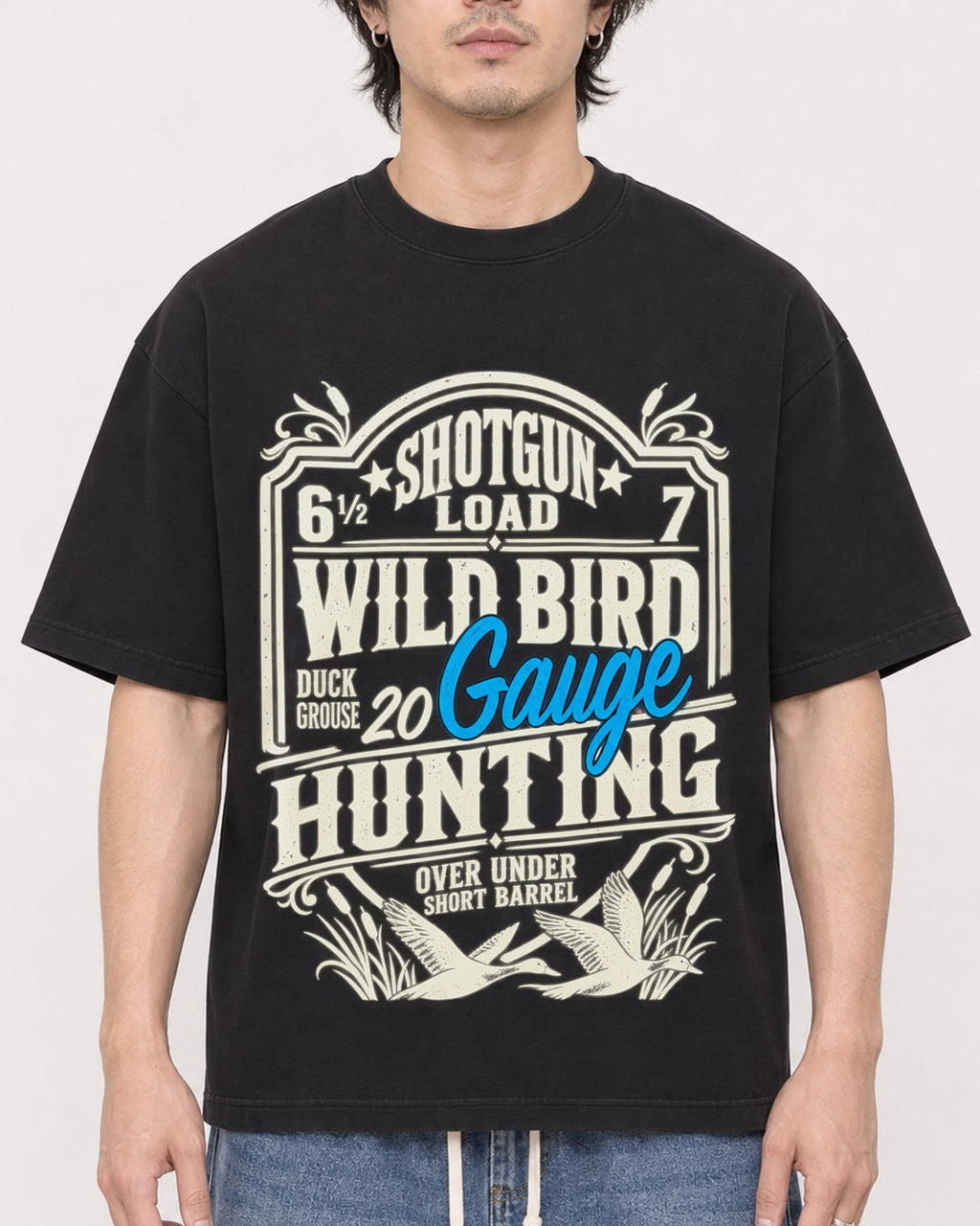 Mockup Boxy Heavyweight Tee Black male close-up 03