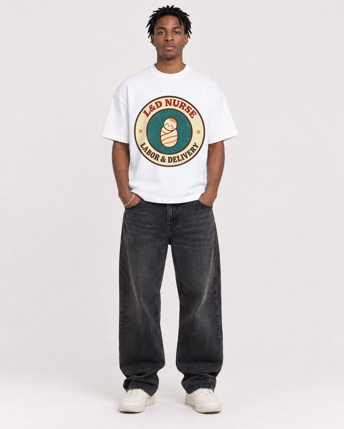 Mockup Boxy Heavyweight Tee White male full-body 05