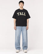 Mockup Boxy Heavyweight Tee Black male full-body 21