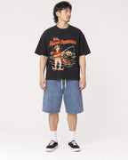 Mockup Boxy Heavyweight Tee Black male full-body 23