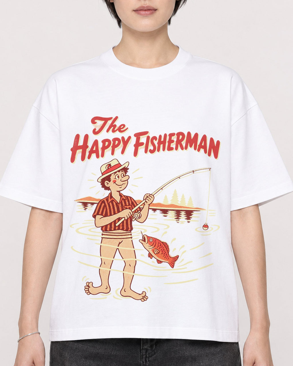 Mockup Boxy Heavyweight Tee White female close-up 23
