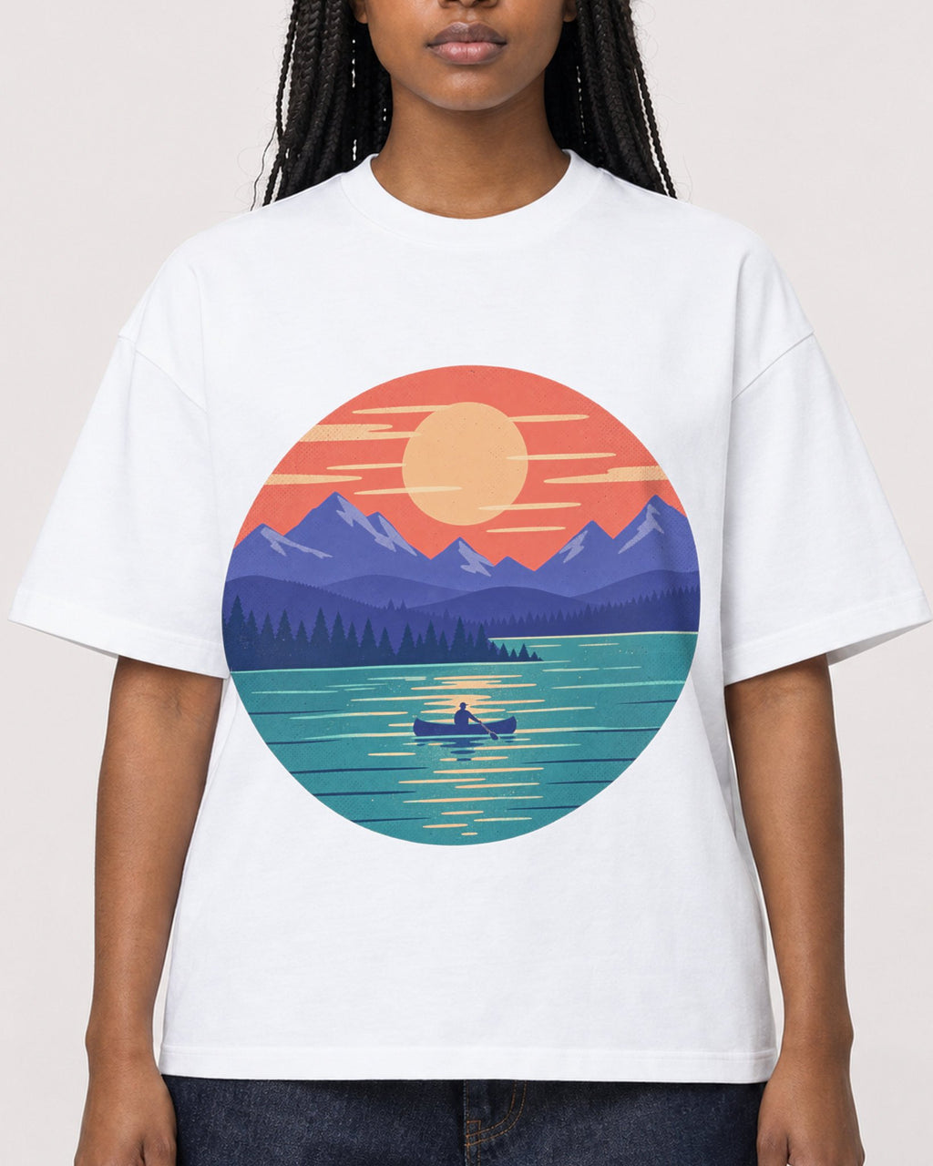 Mockup Boxy Heavyweight Tee White female close-up 04