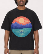 Mockup Boxy Heavyweight Tee Black male close-up 04