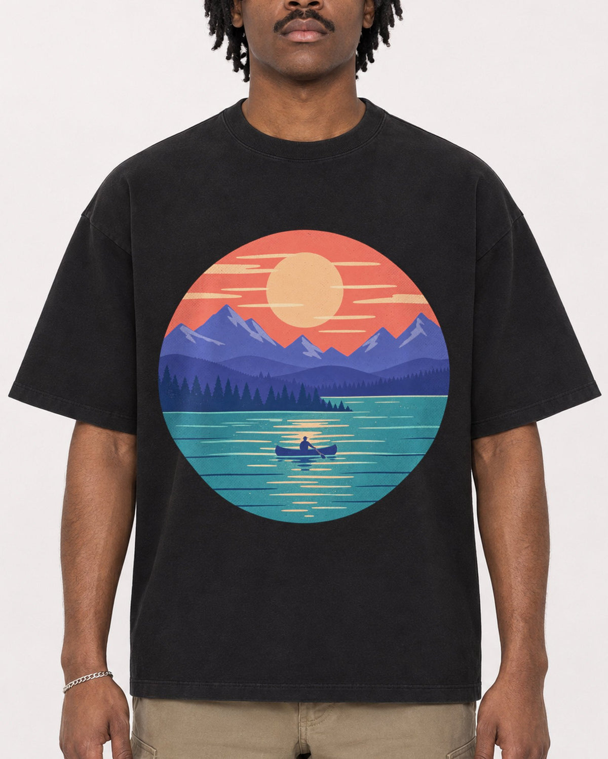 Mockup Boxy Heavyweight Tee Black male close-up 04