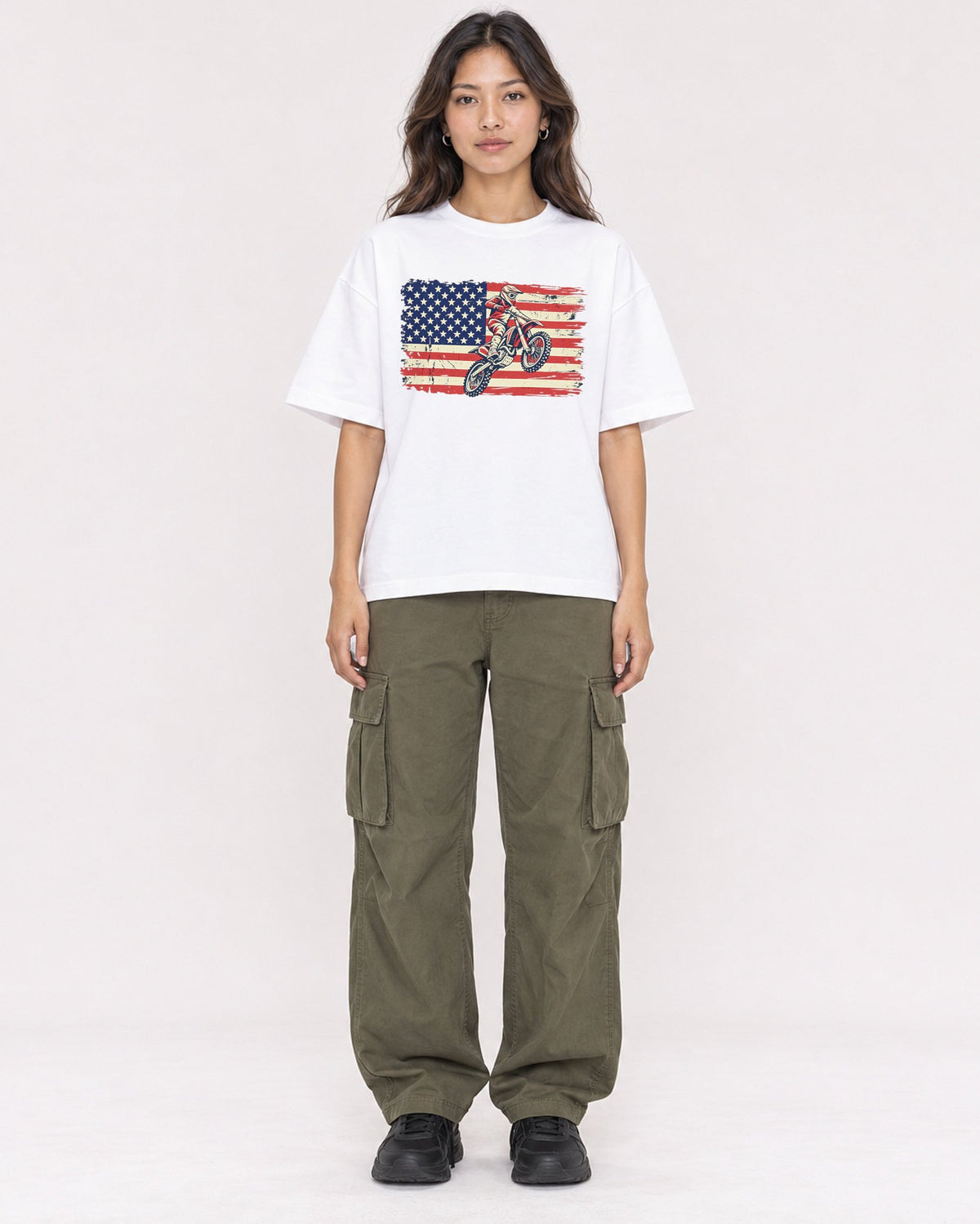 Mockup Boxy Heavyweight Tee White female full-body 02