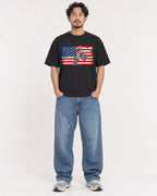 Mockup Boxy Heavyweight Tee Black male full-body 02