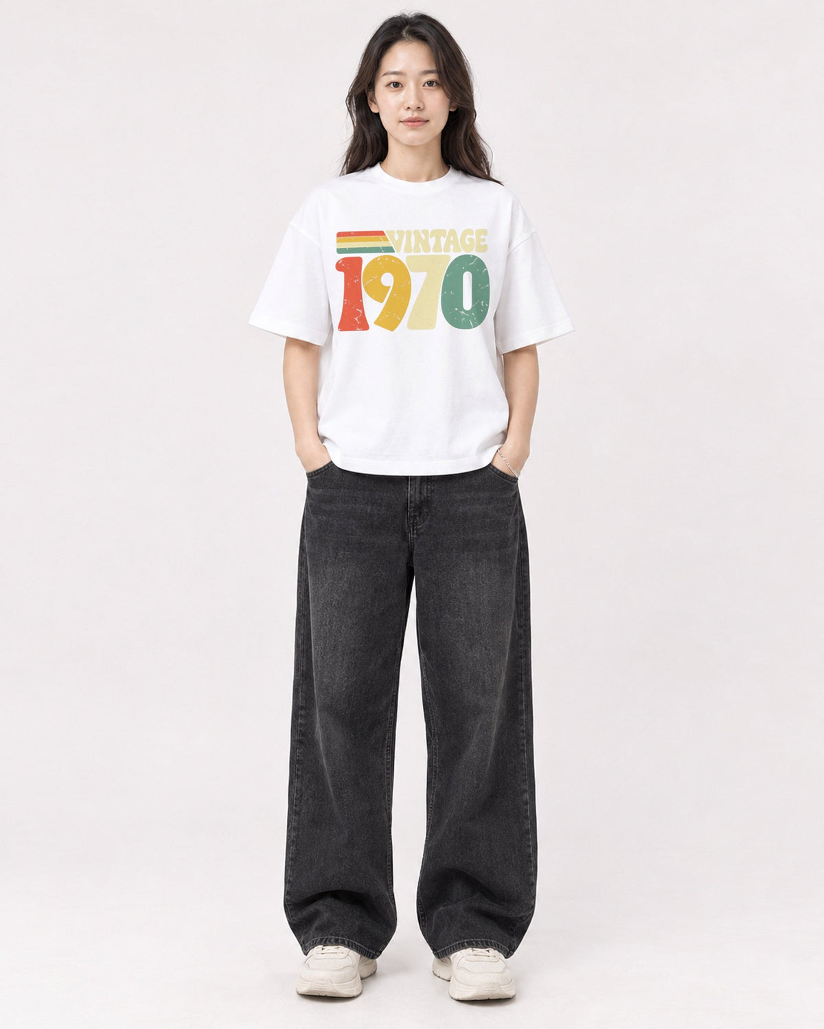 Mockup Boxy Heavyweight Tee White female full-body 03