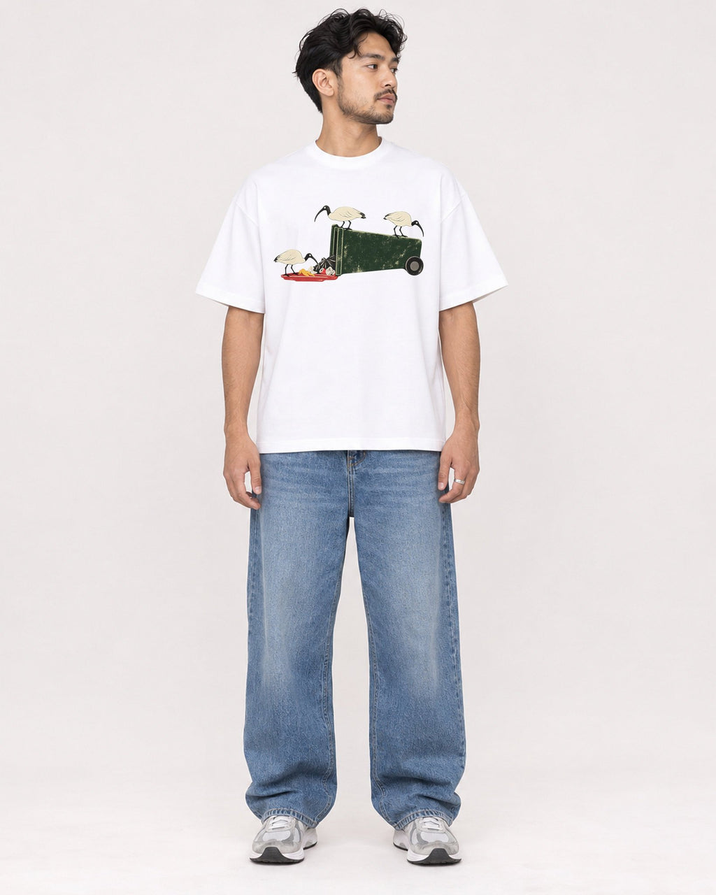 Mockup Boxy Heavyweight Tee White male full-body 02