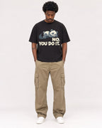 Mockup Boxy Heavyweight Tee Black male full-body 24