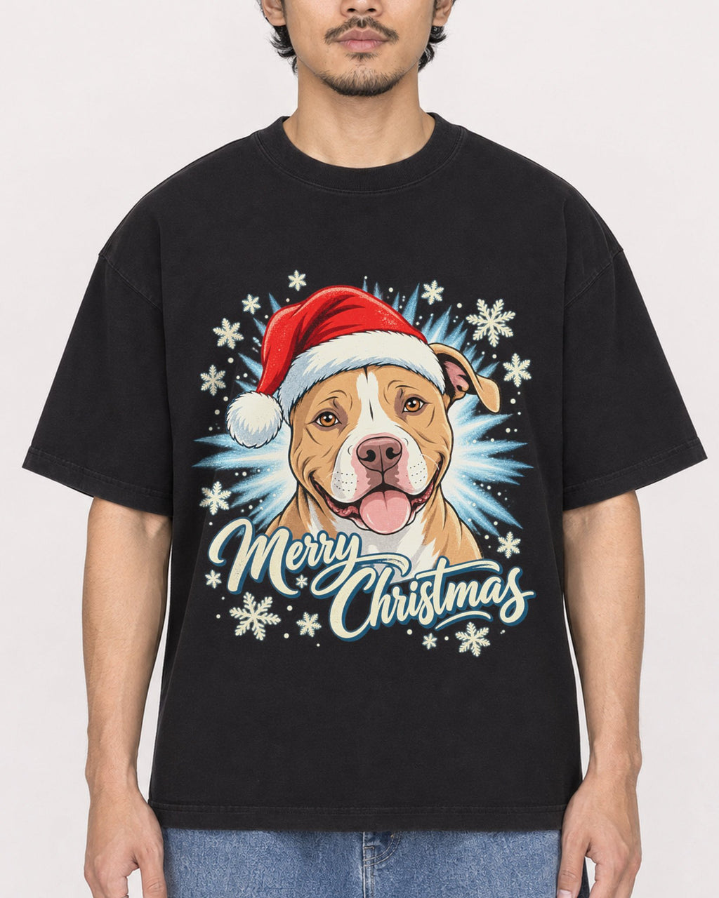 Mockup Boxy Heavyweight Tee Black male close-up 02
