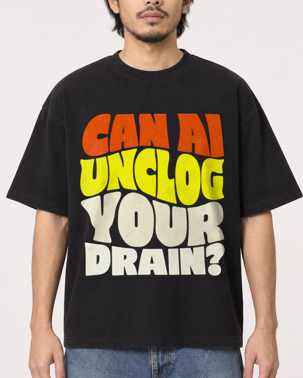 Mockup Boxy Heavyweight Tee Black male close-up 22