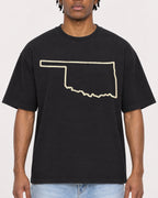 Mockup Boxy Heavyweight Tee Black male close-up 05