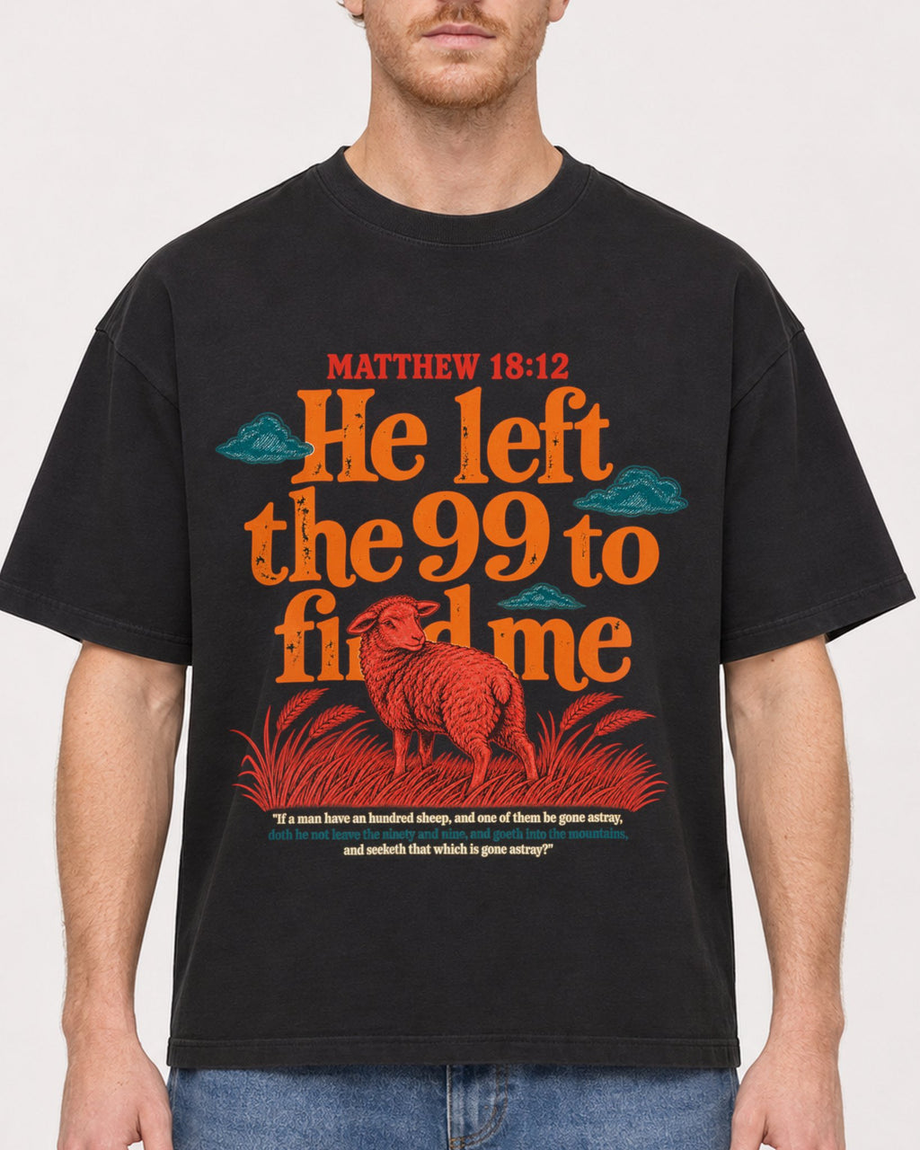Mockup Boxy Heavyweight Tee Black male close-up 38