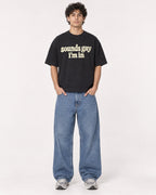 Mockup Boxy Heavyweight Tee Black male full-body 26