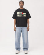 Mockup Boxy Heavyweight Tee Black male full-body 25
