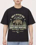 Mockup Boxy Heavyweight Tee Black male close-up 01