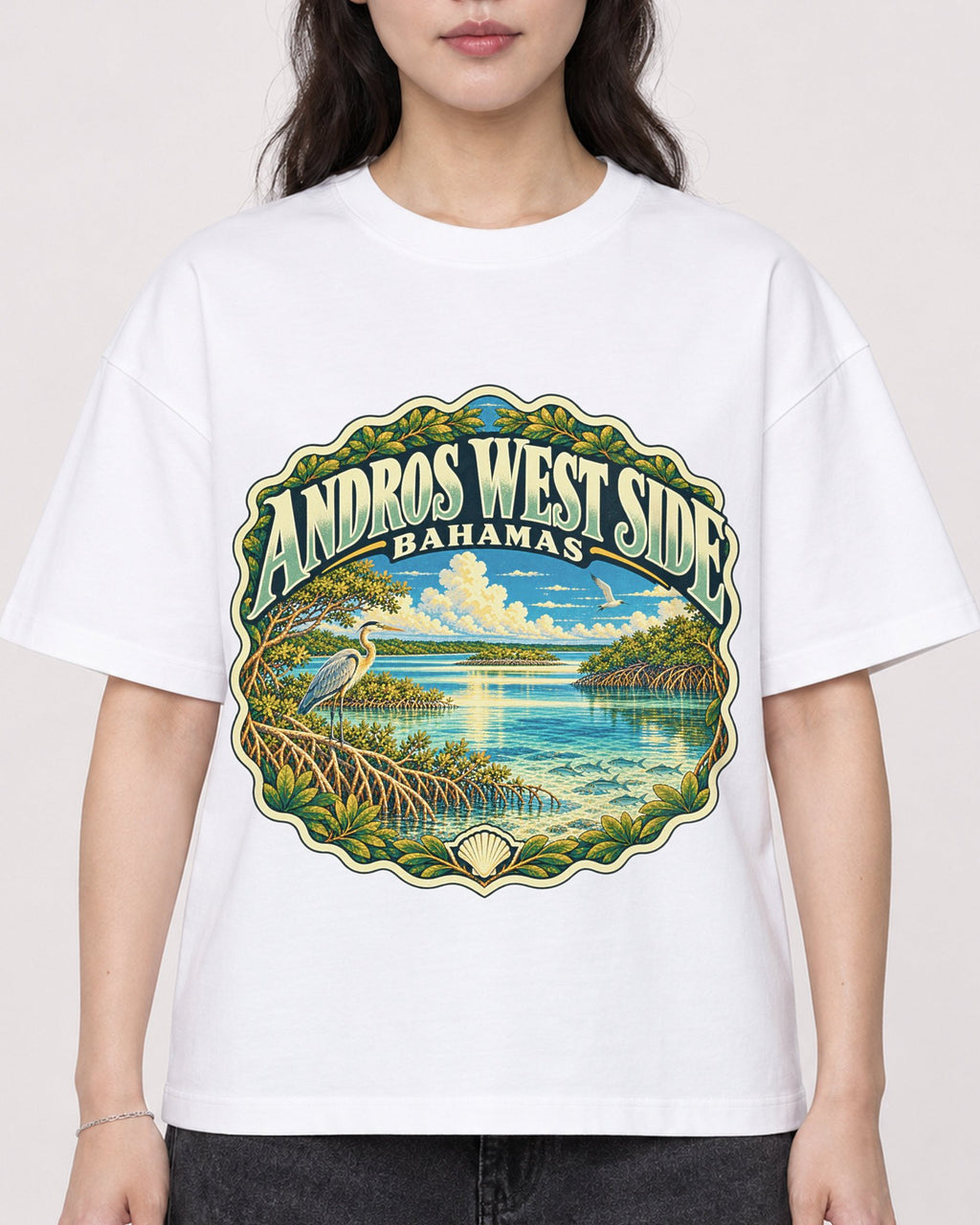Mockup Boxy Heavyweight Tee White female close-up 03