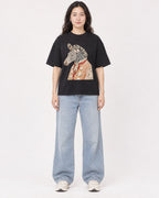 Mockup Boxy Heavyweight Tee Black female full-body 03
