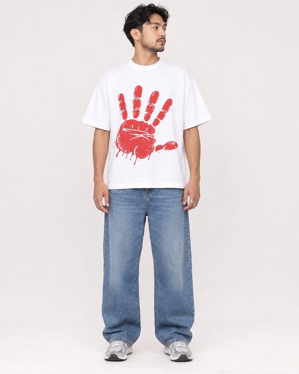 Mockup Boxy Heavyweight Tee White male full-body 02
