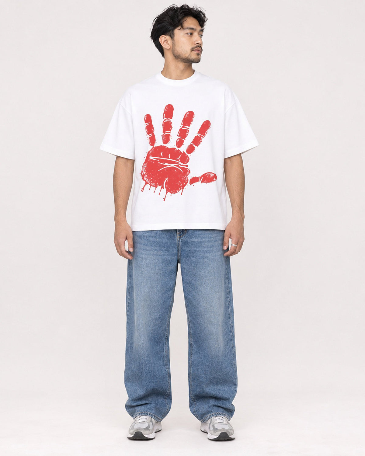 Mockup Boxy Heavyweight Tee White male full-body 02