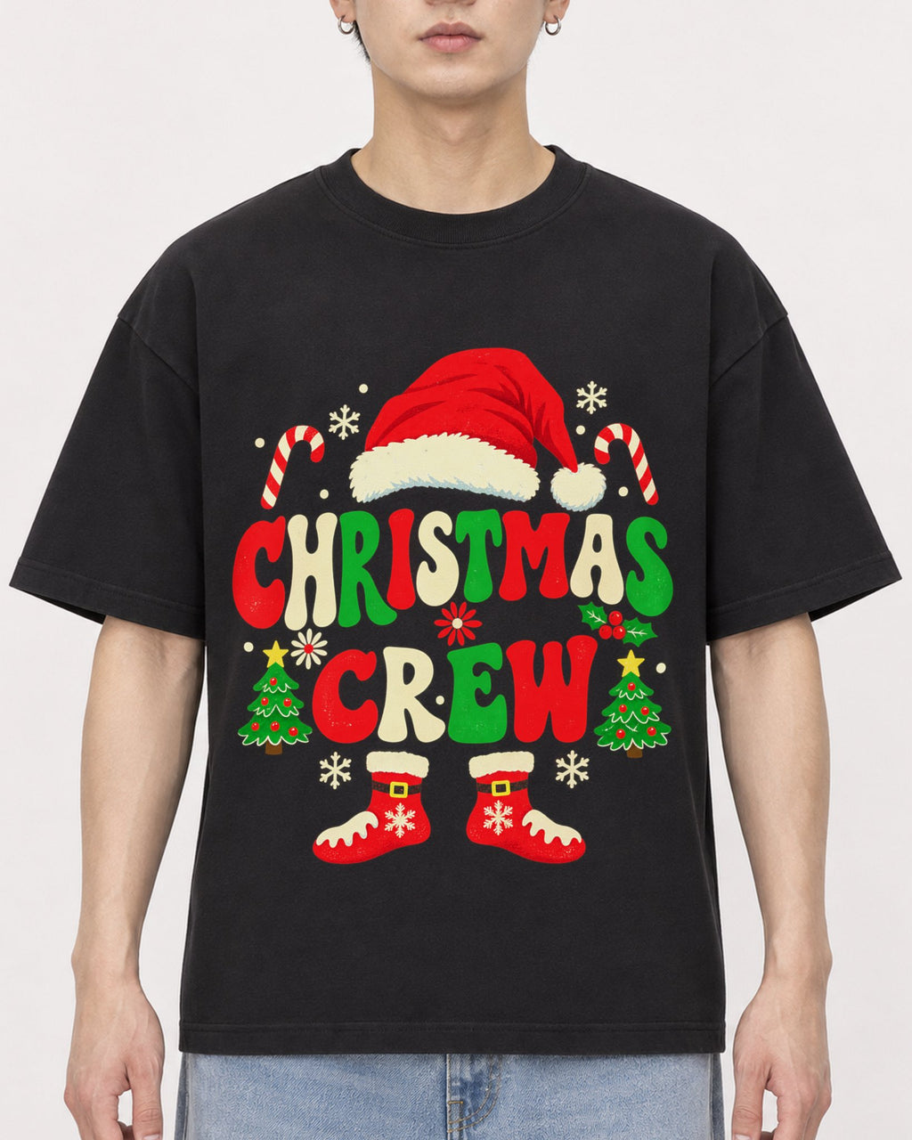 Mockup Boxy Heavyweight Tee Black male close-up 01